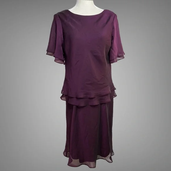 Virgo | Dresses | Vintage Chiffon Midi Evening Dress Womans Size 2 Purple  Plum Wedding Tea Event | Poshmark